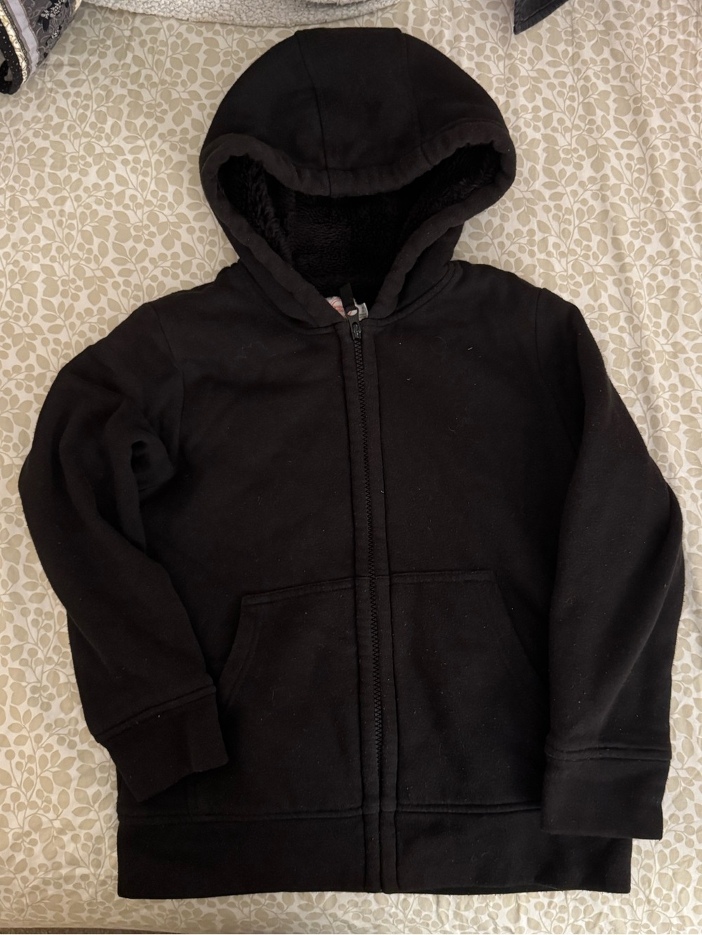 Kids Black Fleece Zip Hoodie - Cozy Everyday Layer